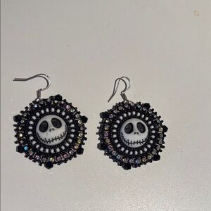 Native-Made Jack Skellington Beaded Earrings